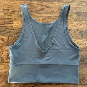 Lululemon Women Power Pivot Everlux Tank Top Size 10 Iron Blue Cropped Crop Top